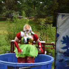 JD and Messy Andi: Spreading some positivity with a dunked clown :)