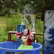 JD and Messy Andi: Spreading some positivity with a dunked clown :)