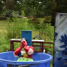JD and Messy Andi: Spreading some positivity with a dunked clown :)