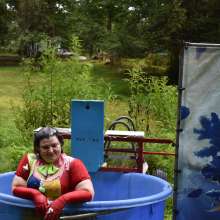 JD and Messy Andi: Spreading some positivity with a dunked clown :)