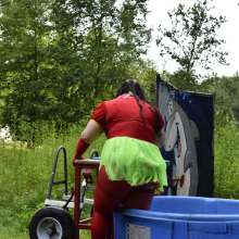 JD and Messy Andi: Spreading some positivity with a dunked clown :)