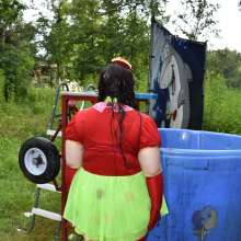 JD and Messy Andi: Spreading some positivity with a dunked clown :)
