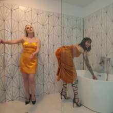 WetlookFashion: Lexie and Mandi Fully-Clothed Baththub and Shower Fun