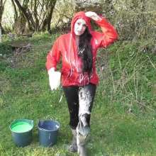 WAMfuns Messy Forfeits: Sophia Delane Gunged In Her Raincoat And Wellies