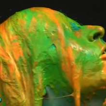 FOXY: Laura is excessively covered with paint