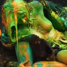 FOXY: Laura is excessively covered with paint