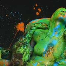 FOXY: Laura is excessively covered with paint
