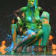 FOXY: Laura is excessively covered with paint
