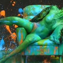 FOXY: Laura is excessively covered with paint