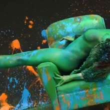 FOXY: Laura is excessively covered with paint