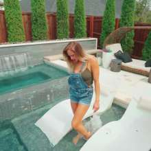 WetlookFashion: Camille Takes a Dip in Denim Dungarees