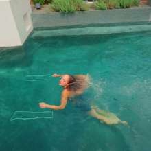 WetlookFashion: Camille Takes a Dip in Denim Dungarees