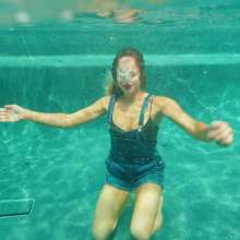 WetlookFashion: Camille Takes a Dip in Denim Dungarees