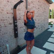 WetlookFashion: Christy Takes a Dip in a Sexy Denim Outfit