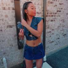 WetlookFashion: Christy Takes a Dip in a Sexy Denim Outfit