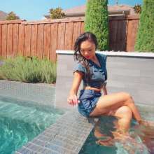 WetlookFashion: Christy Takes a Dip in a Sexy Denim Outfit