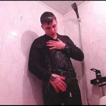 WETColours: Gordy in the Shower in the Tub with Black Shirt and Jeans