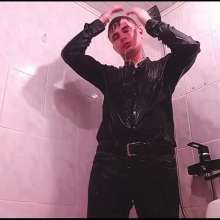 WETColours: Gordy in the Shower in the Tub with Black Shirt and Jeans