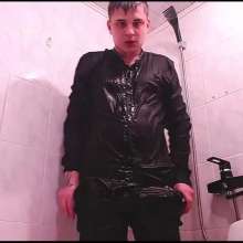 WETColours: Gordy in the Shower in the Tub with Black Shirt and Jeans