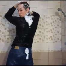 WETColours: Josh Showers and Shampoos in Black T-shirt and Jeans