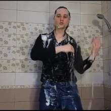 WETColours: Josh Showers and Shampoos in Black T-shirt and Jeans