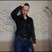 WETColours: Josh Showers and Shampoos in Black T-shirt and Jeans