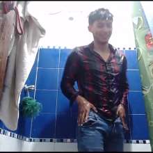 WETColours: Mike with His Shirt and Jeans in the Shower