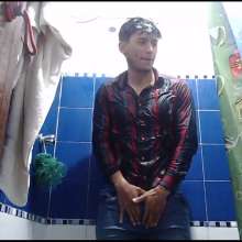 WETColours: Mike with His Shirt and Jeans in the Shower