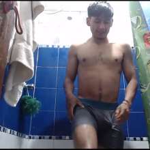 WETColours: Mike with His Shirt and Jeans in the Shower