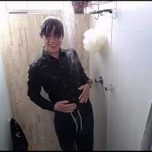 WETColours: Ross in the Shower with Jacket and Black Shirt