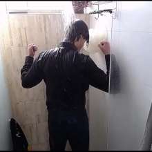 WETColours: Ross in the Shower with Jacket and Black Shirt
