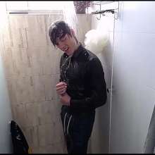 WETColours: Ross in the Shower with Jacket and Black Shirt