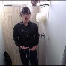 WETColours: Ross in the Shower with Jacket and Black Shirt