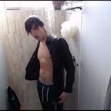 WETColours: Ross in the Shower with Jacket and Black Shirt