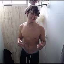 WETColours: Ross in the Shower with Jacket and Black Shirt