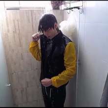 WETColours: Ross in the Shower with Jacket and Black Shirt