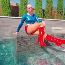 WetlookFashion: UltraGirl Mandi Gagged and Bonded Up in the Pool