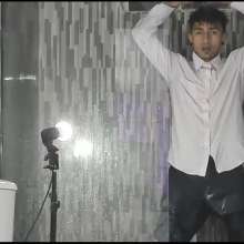 WETColours: Wet Jack Elegant in Shirt and Tie in the Shower