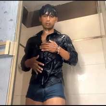 WETColours: Wet Mike in Black Shirt and Orange Pants