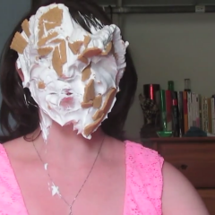StrapOnPiegirls: Girl with 2 pies in the face