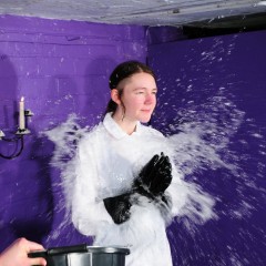 DungeonMasterOne: Labcoat to swimsuit: Chastity demonstrates the water triffid defence system