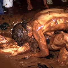 Plonk: A little girl-on-girl pudding wrestling from the vaults.