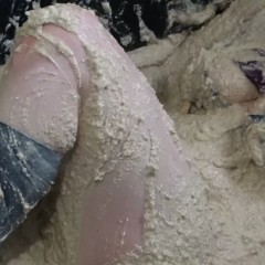 Stella: Stella enjoys over 100 lbs of oatmeal in an inflatable spa bath.