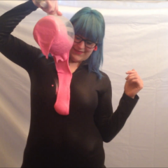 CandyCustard: Elizabeth in sexy cake battered PVC catsuit