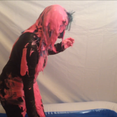 CandyCustard: Elizabeth in sexy cake battered PVC catsuit