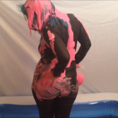 CandyCustard: Elizabeth in sexy cake battered PVC catsuit