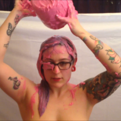 CandyCustard: Elizabeth in sexy cake battered PVC catsuit