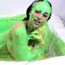 GirlsGetGunged: Sexy striptease and sliming with Rosie-Lee