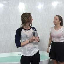 MostWam: Lisa and Cassie Wet Games Jeans and Skirt