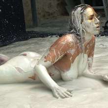 FOXY: Aude rolls in the colorful kaolin